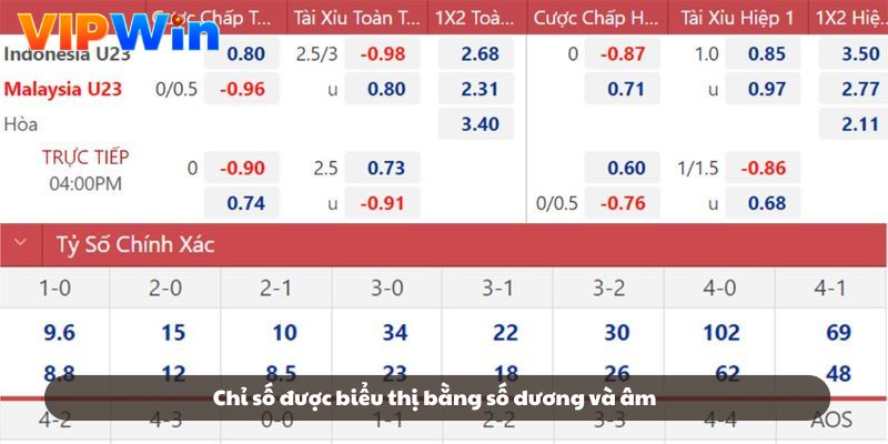 Chỉ số được biểu thị bằng số dương và âm Chỉ số được biểu thị bằng số dương và âm